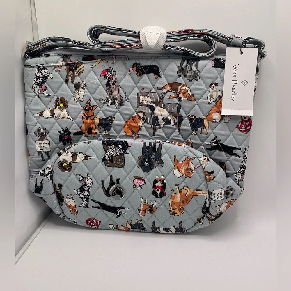 “Vera Bradley” Bucket Crossbody Bag in Cotton- (NWT) “Dog Show”Pattern - Picture 12 of 13